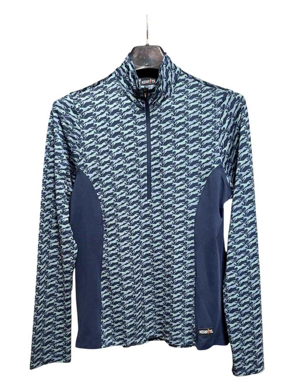 Kerrits Navy and Light Blue Horseback Riding Marled Performance Top M